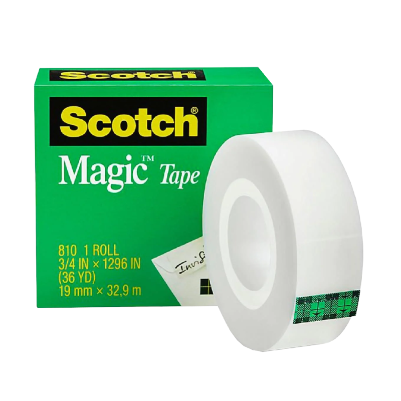 3M Scotch Magic Tape, 19mm x 32.9m, 3/4" x 36yards x 1" Core, 1Roll/Pack (810)