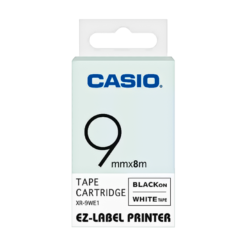 Casio EZ Label Cartridge, 9mm x 8m, Black on White (XR-9WE1)