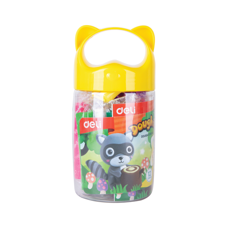 Deli Play Dough Tub, 12 Colours with Tool Kit (ED75246)