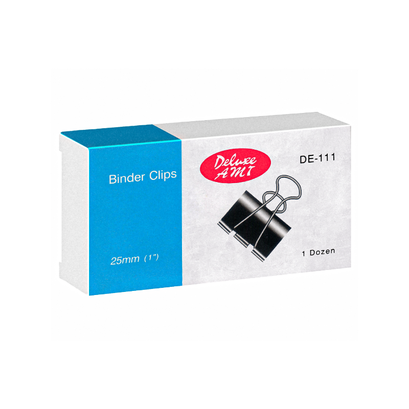 Deluxe AMT 25mm Binder Clips, Black, 12/Pack