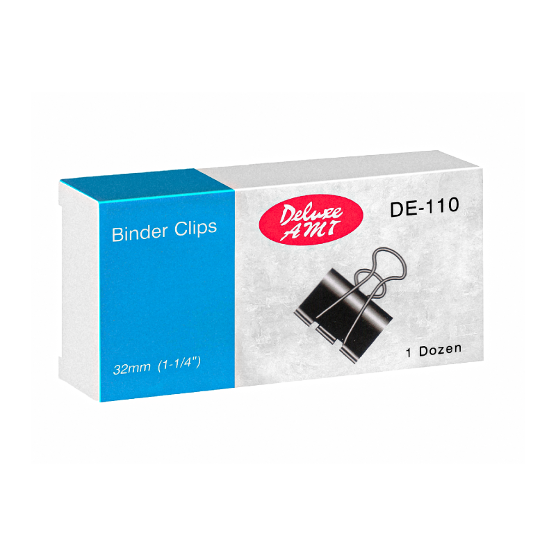 Deluxe AMT 32mm Binder Clips, Black, 12/Pack