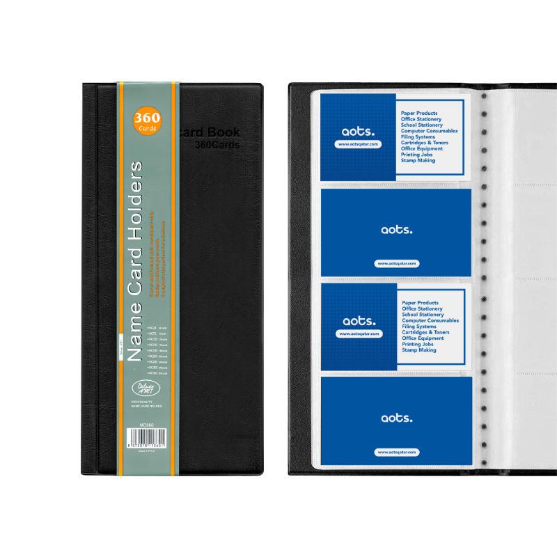 Deluxe AMT Name Card Holder, 360 Cards, Black (NC360)