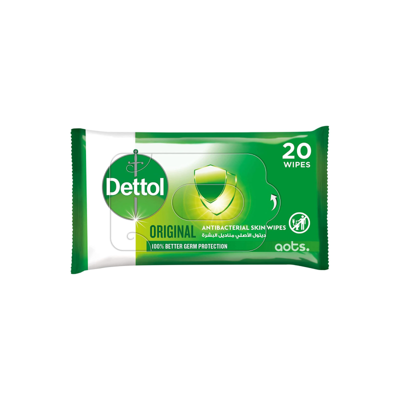 Dettol Original Anti-Bacterial Skin Wipes, 20Count