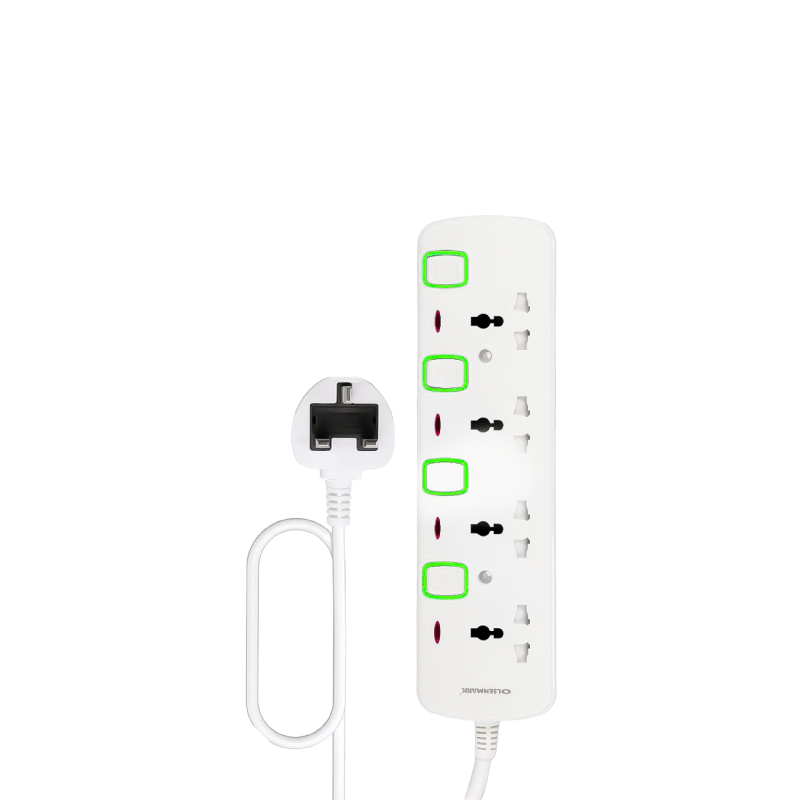 Elite Extension Cord, 4 Way, 5m, White (EL-W604-5T)