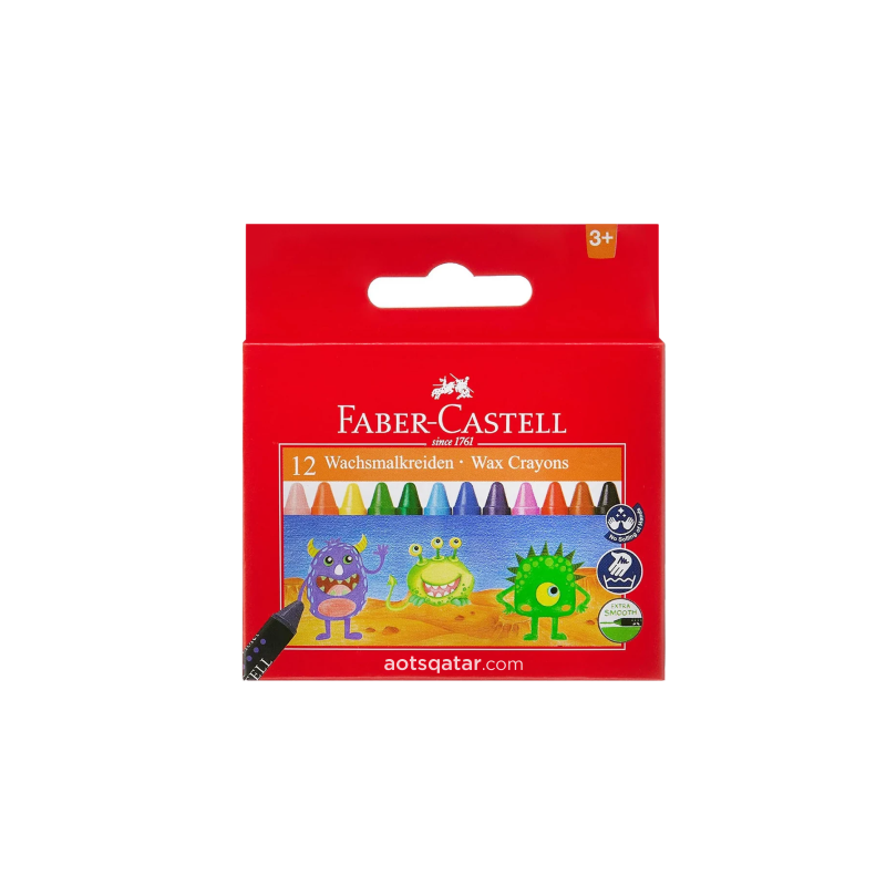 Faber-Castell Wax Crayons, Assorted Colors, 12/Box (FCIN120043)