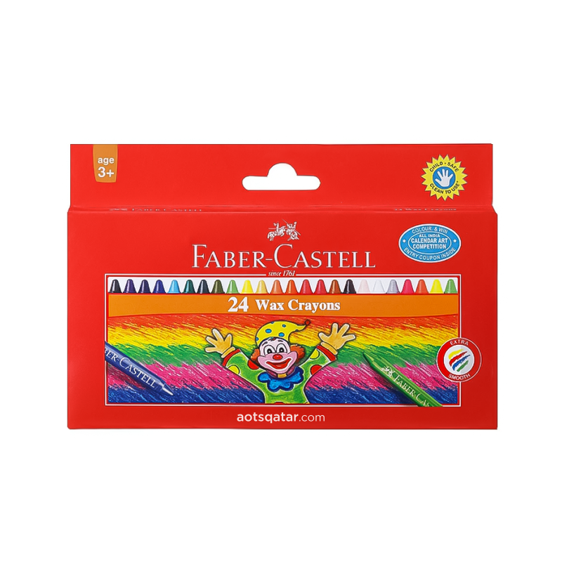 Faber-Castell Wax Crayons, Assorted Colors, 24/Box (FCIN120053)