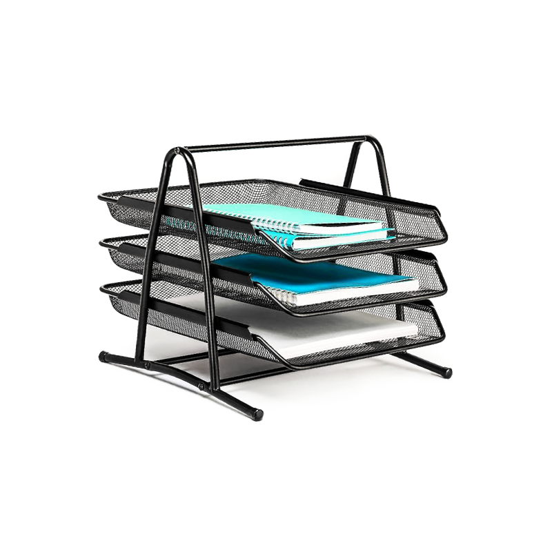 MODEST Wire Mesh Document Tray, 3 Tier, Black (MS-2003)