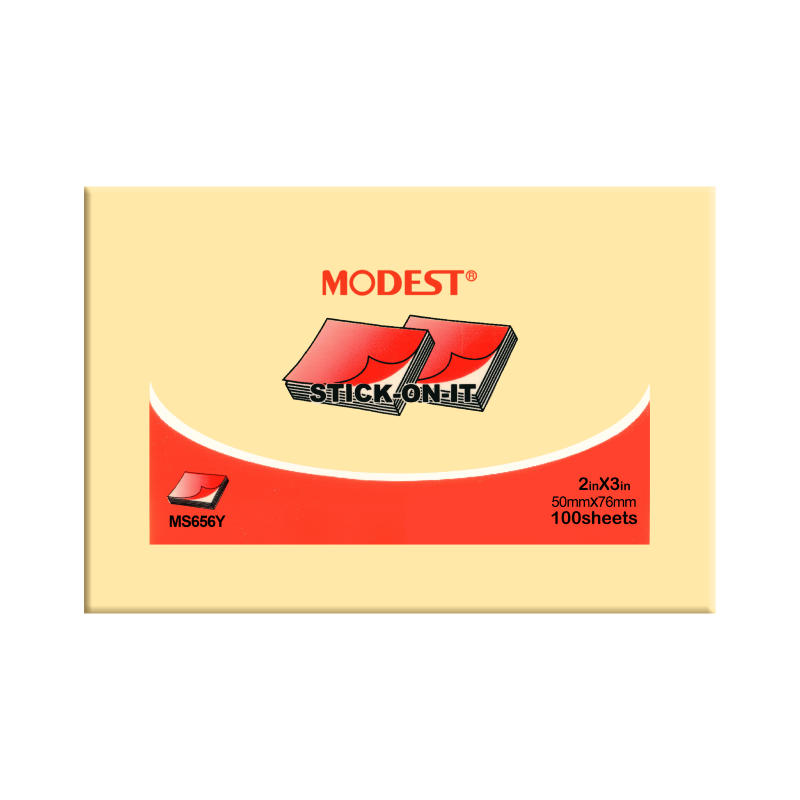 MODEST STICK-ON-IT Sticky Notes, 2" x 3", Yellow, 100Sheets/Pad, 12Pads/Pack (MS 656 Y)