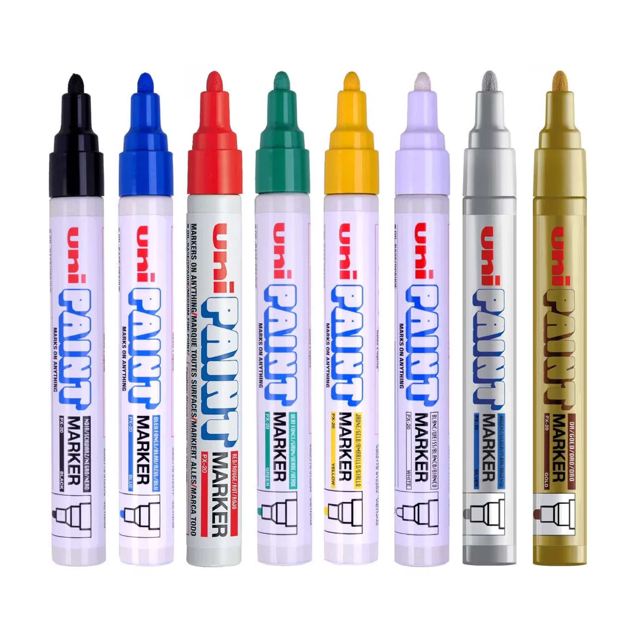 uni Paint Oil Based Paint Markers, Fine Point, Assorted Colors, 12 Count