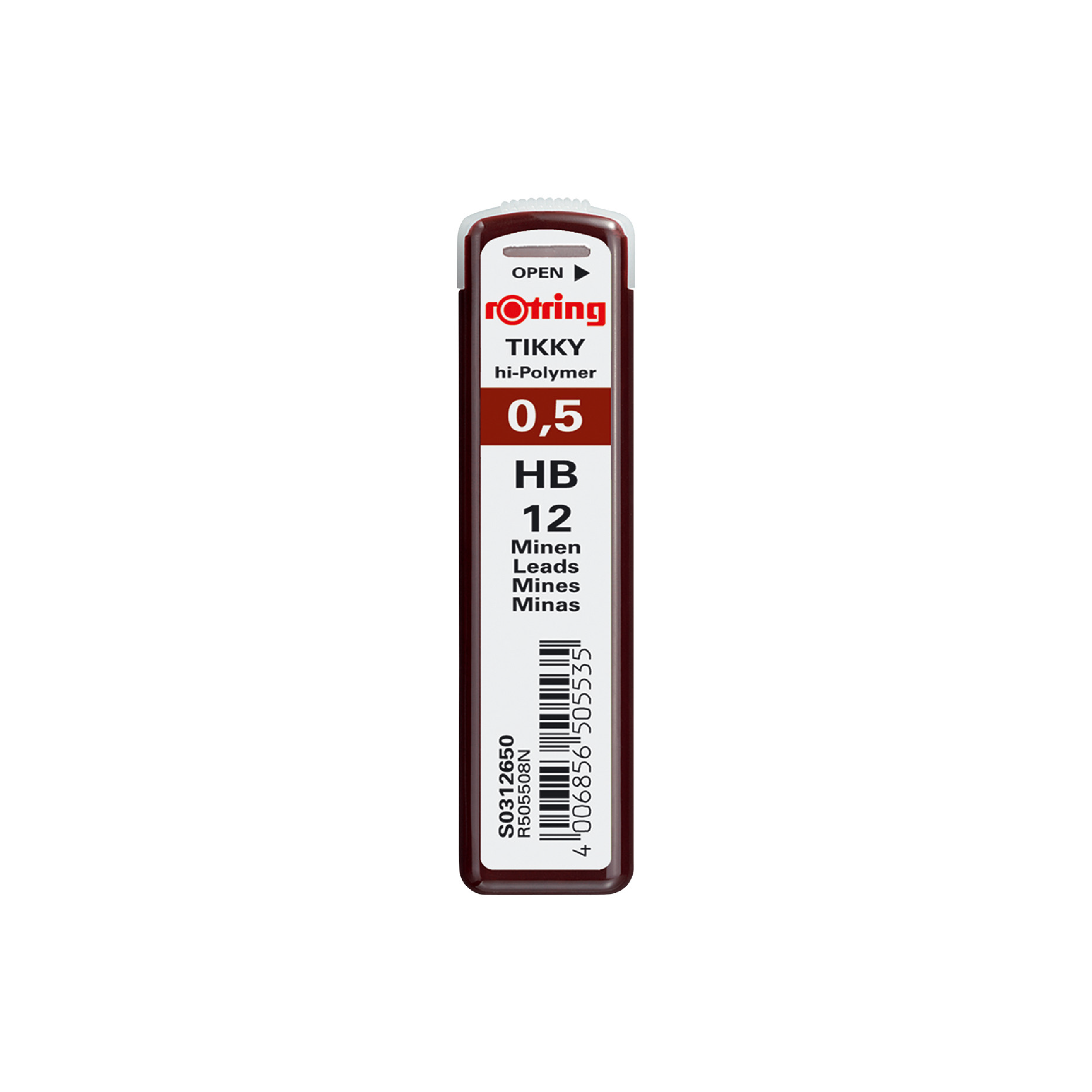rOtring Tikky Lead Refill, 0.5mm, HB, 12/Leads (R505 508 HB)