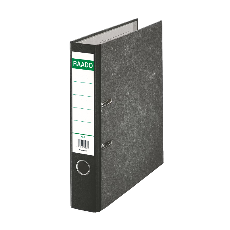 RAADO Lever Arch Box File, 2D, F/S, 45mm, 2", Black, Marble with Pocket
