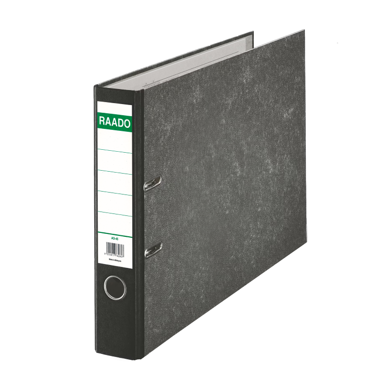 RAADO Lever Arch Box File, 2D, A3, 45mm, 3", Oblong, Black, Marble with Pocket