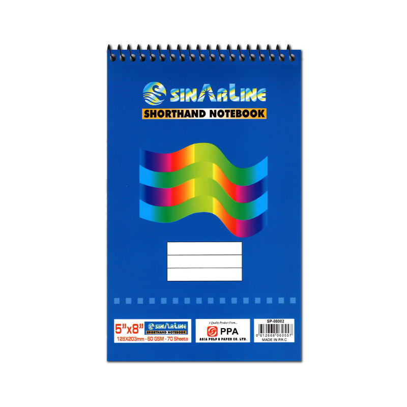 SinarLine Shorthand Notebook in size, 5" x 8", containing 70Sheets per each Pad.
