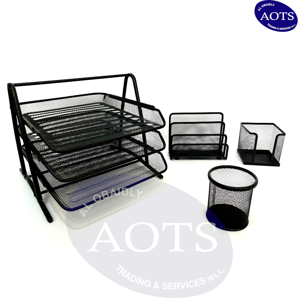 Office Desk Organizer Set 2 Metal Black