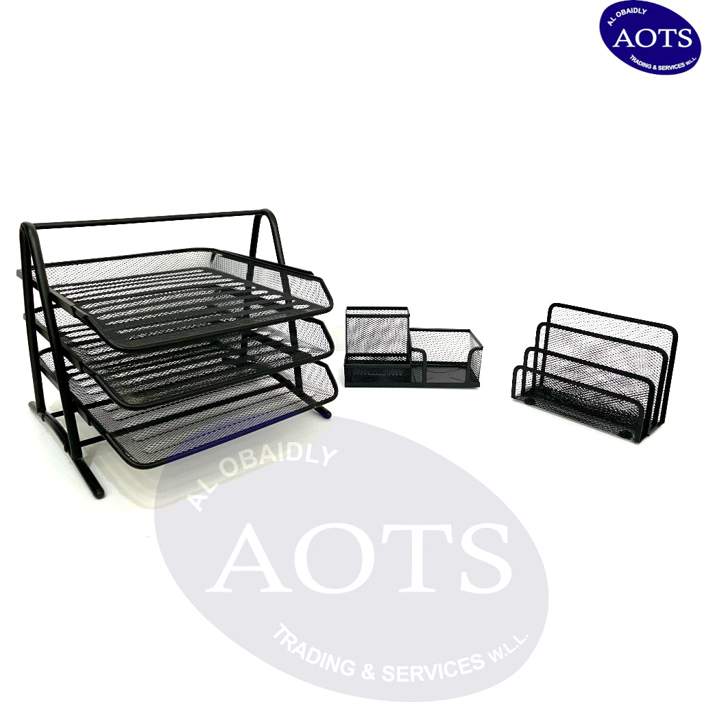 Office Desk Organizer Set 1 Metal Black