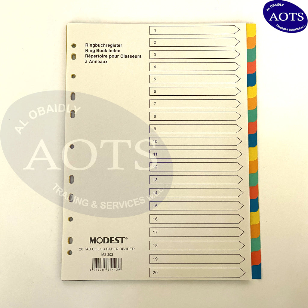 Divider 1 - 20 Colour without Numbering