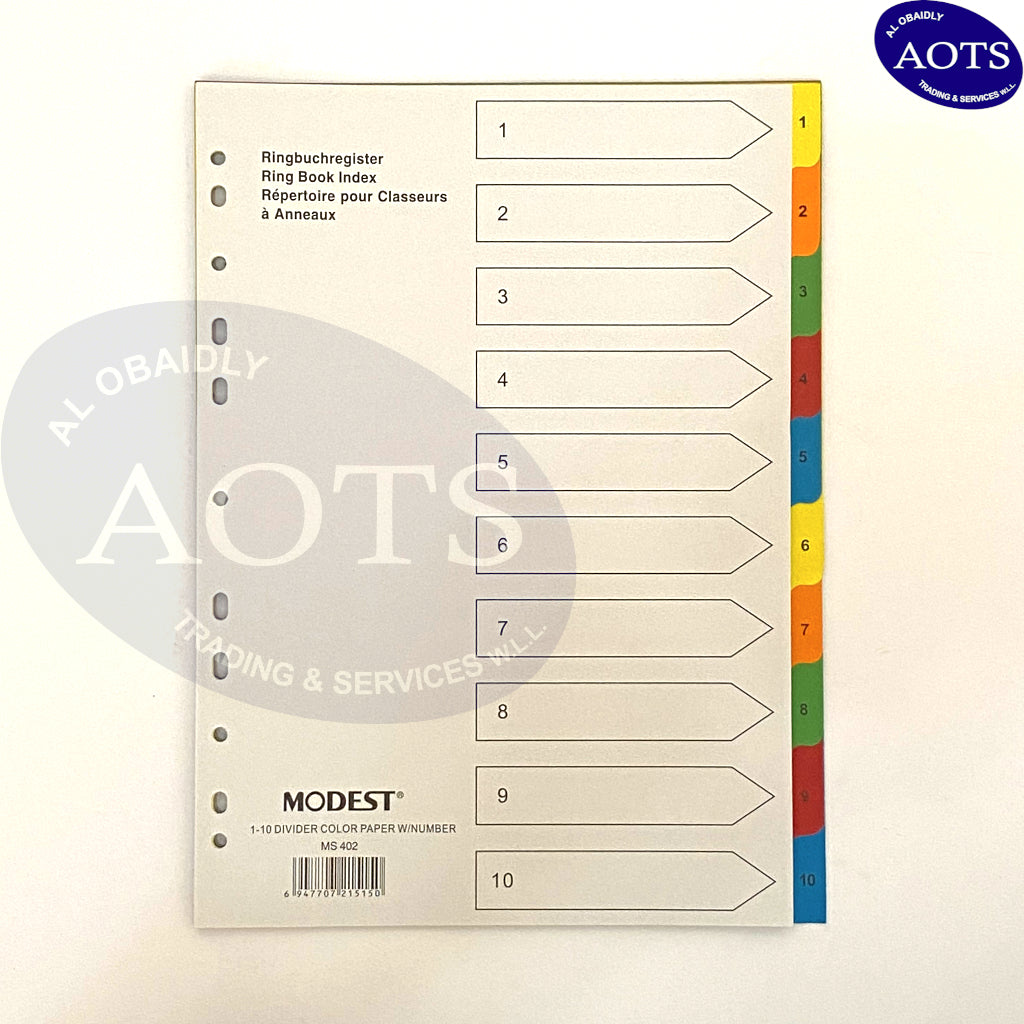 Divider 1 - 10 Colour with Numbering
