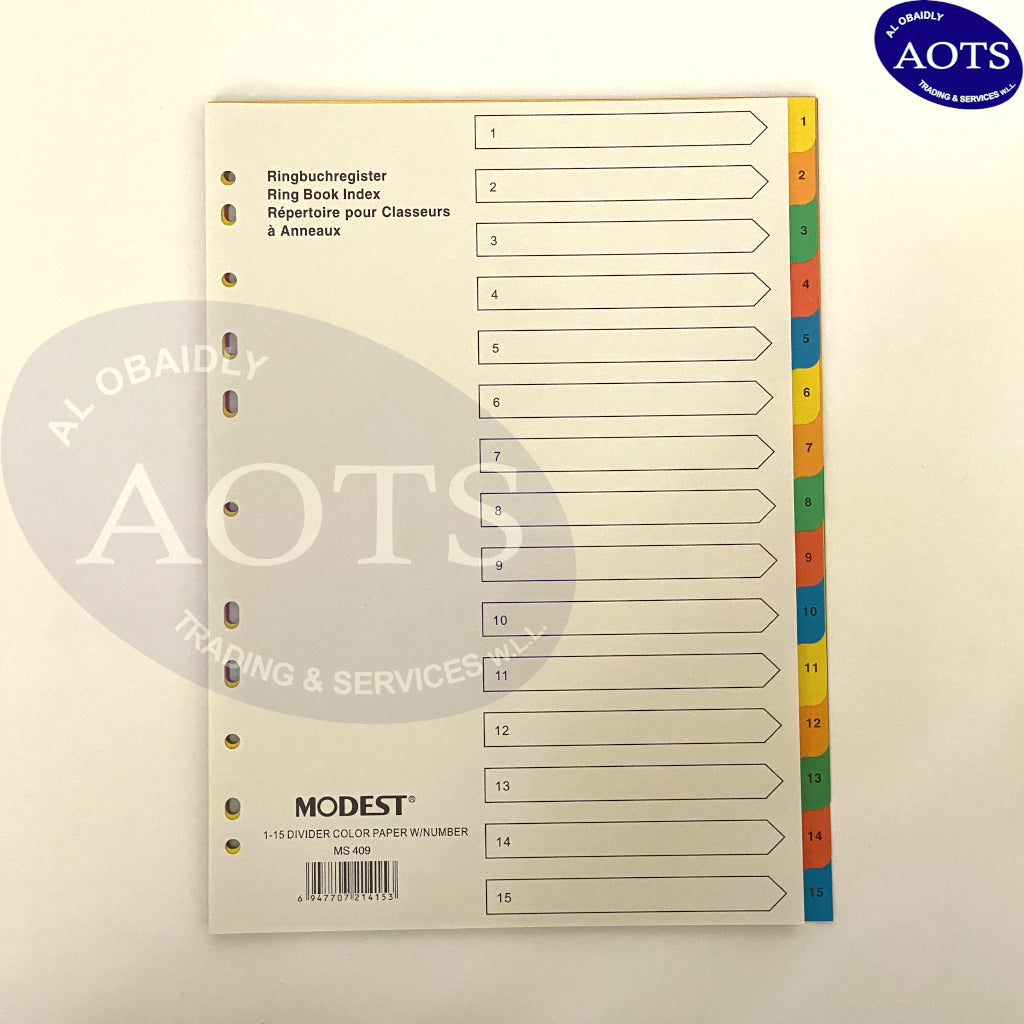 Divider 1 - 15 Colour with Numbering
