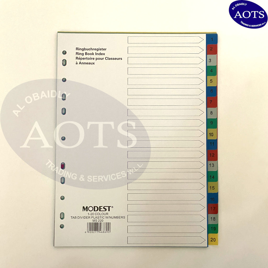 Divider 1 - 20 Colour with Numbering