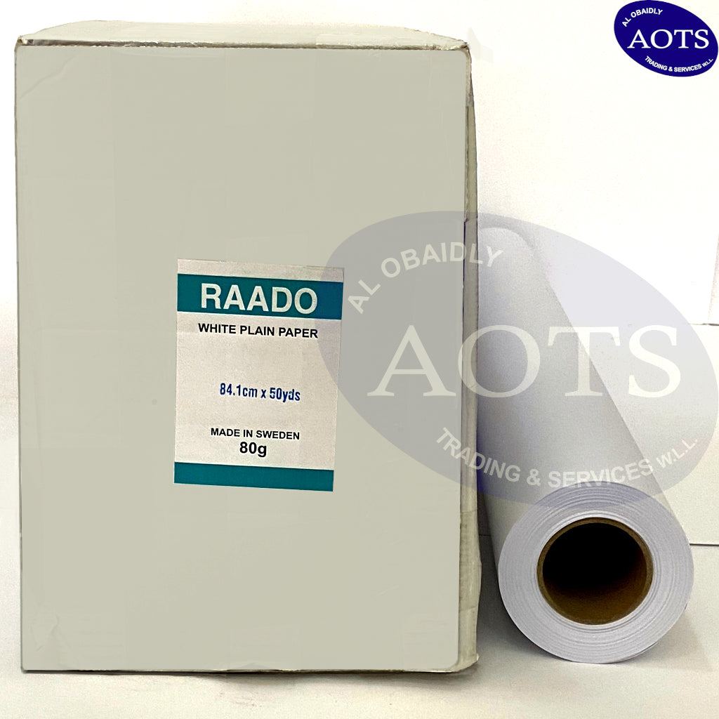 RAADO Plotter Paper Roll, A0, 80gsm, 84.1cm x 50yds x 2" Core