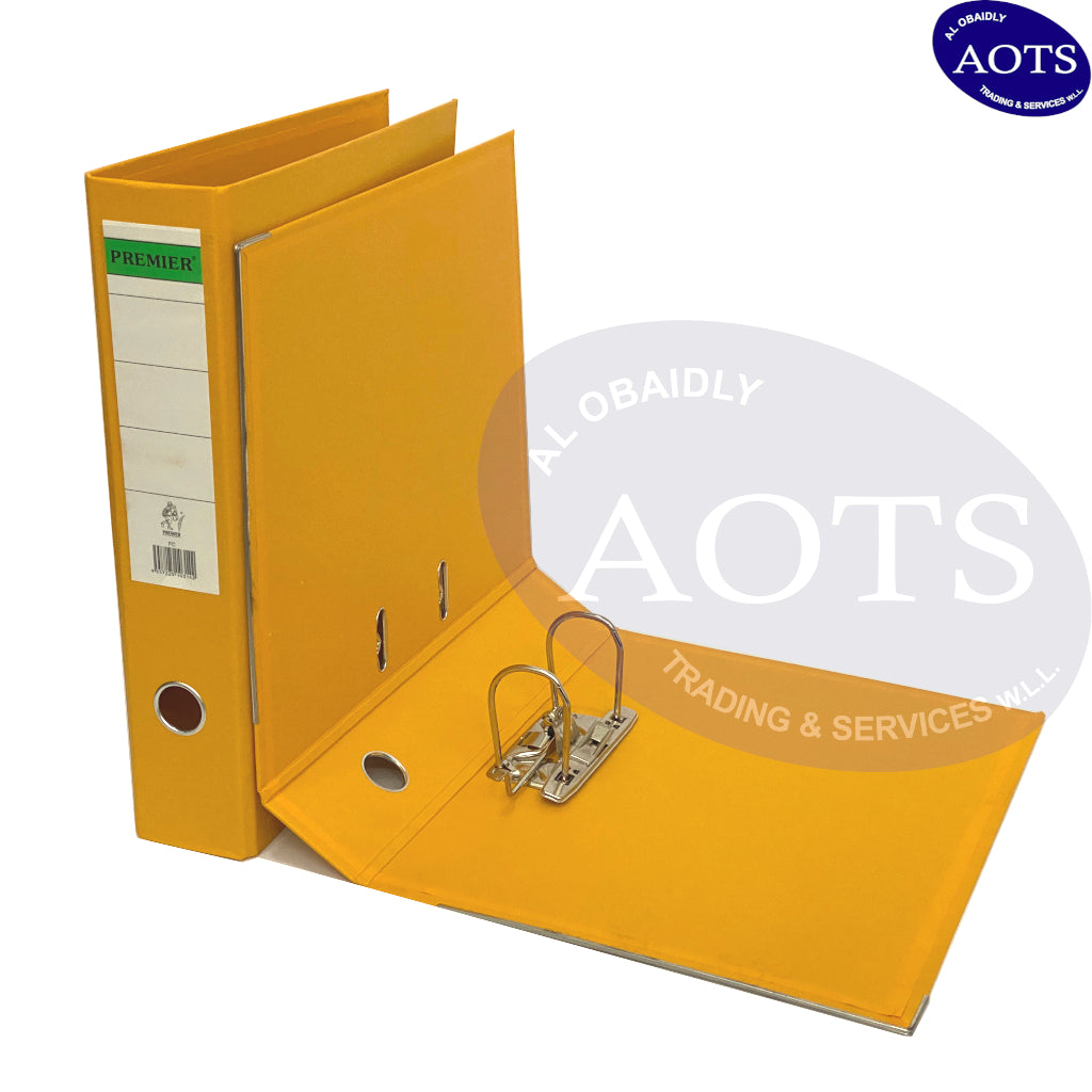 Premier Lever Arch File -  FS 3" PVC Yellow
