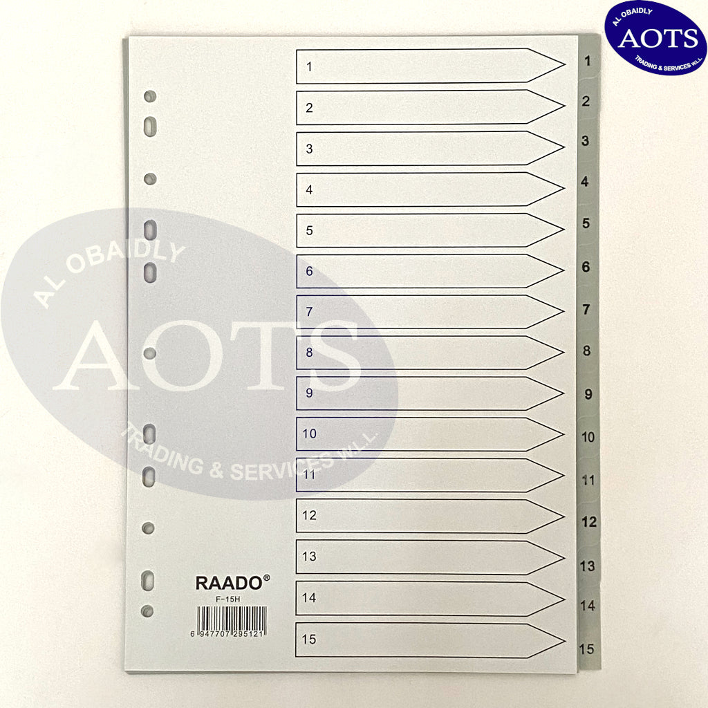 Divider 1 - 15 Grey with Numbering