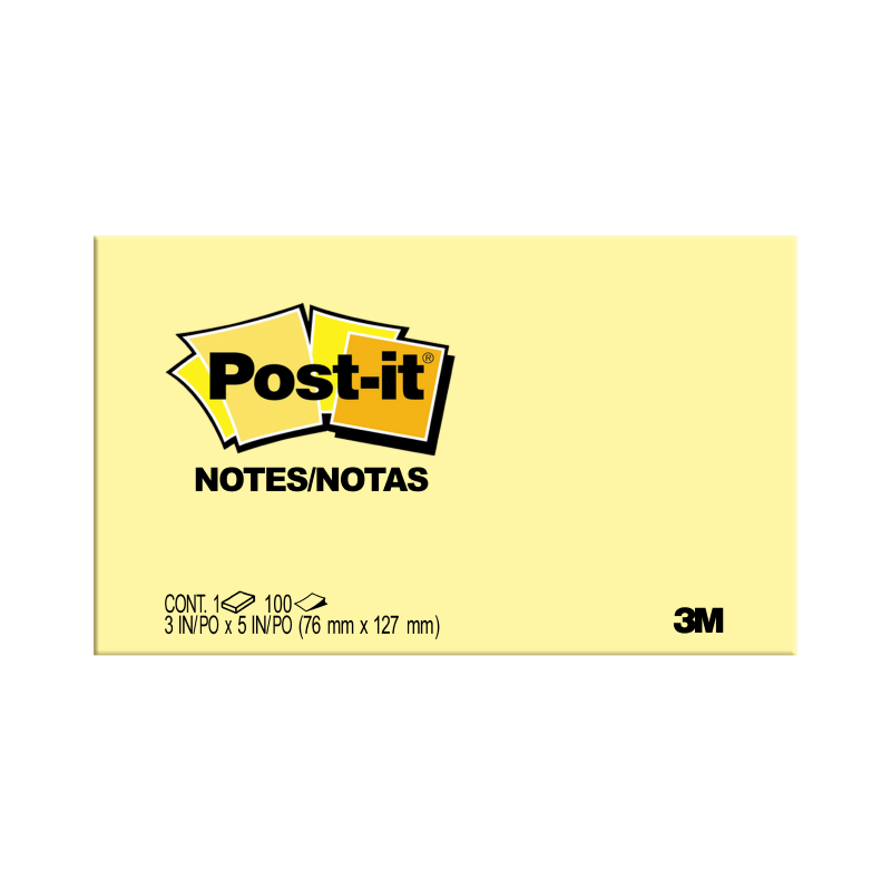 3M Post-It Notes, 76mm x 127mm, Yellow, 100Sheets/Pad, 12Pads/Pack (655Y)