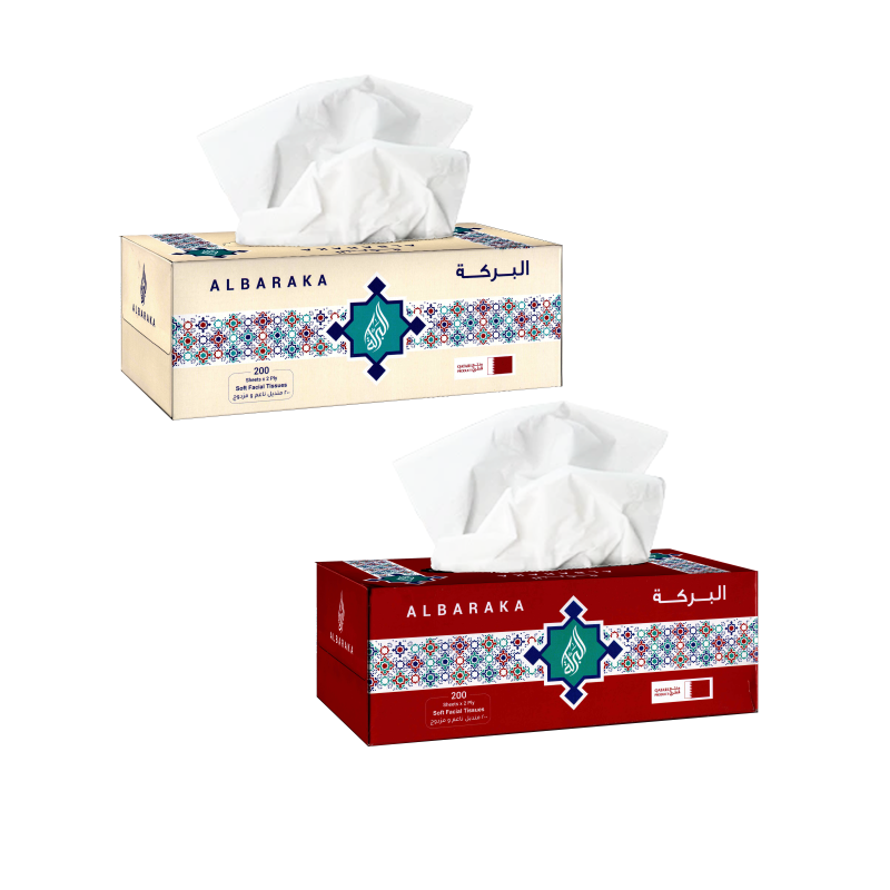ALBARAKA Facial Tissue Boxes, 2 Ply x 200Sheets