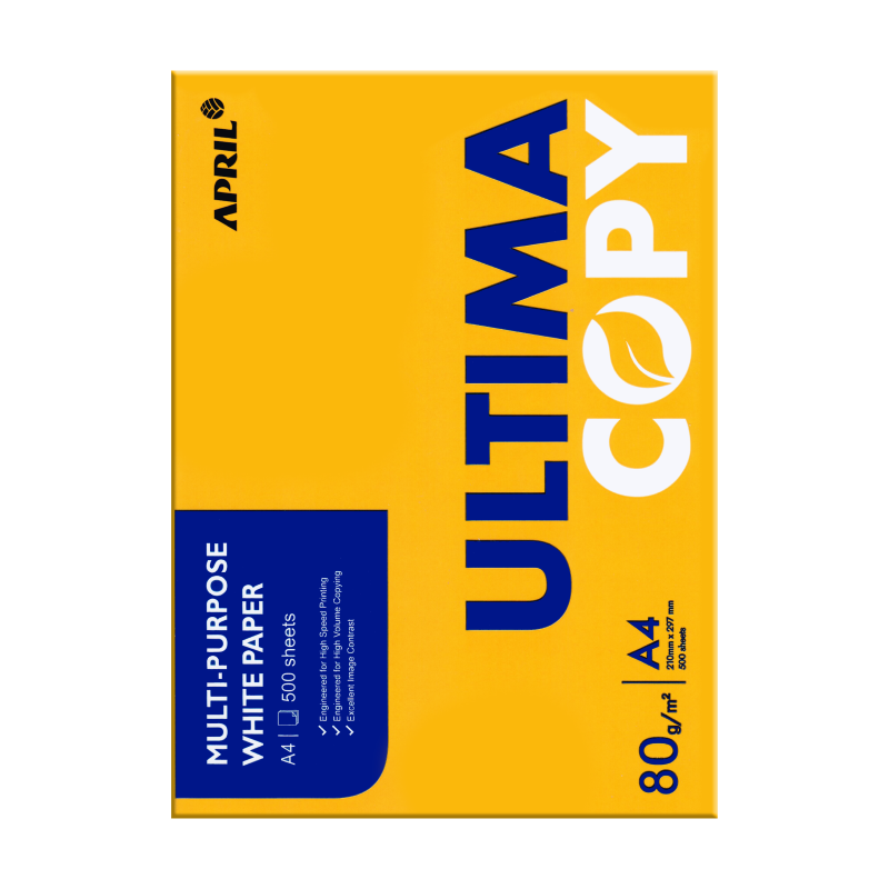 April Ultima Copy A4 Multi-Purpose Paper, White, 80gsm, 250Sheets/ Ream