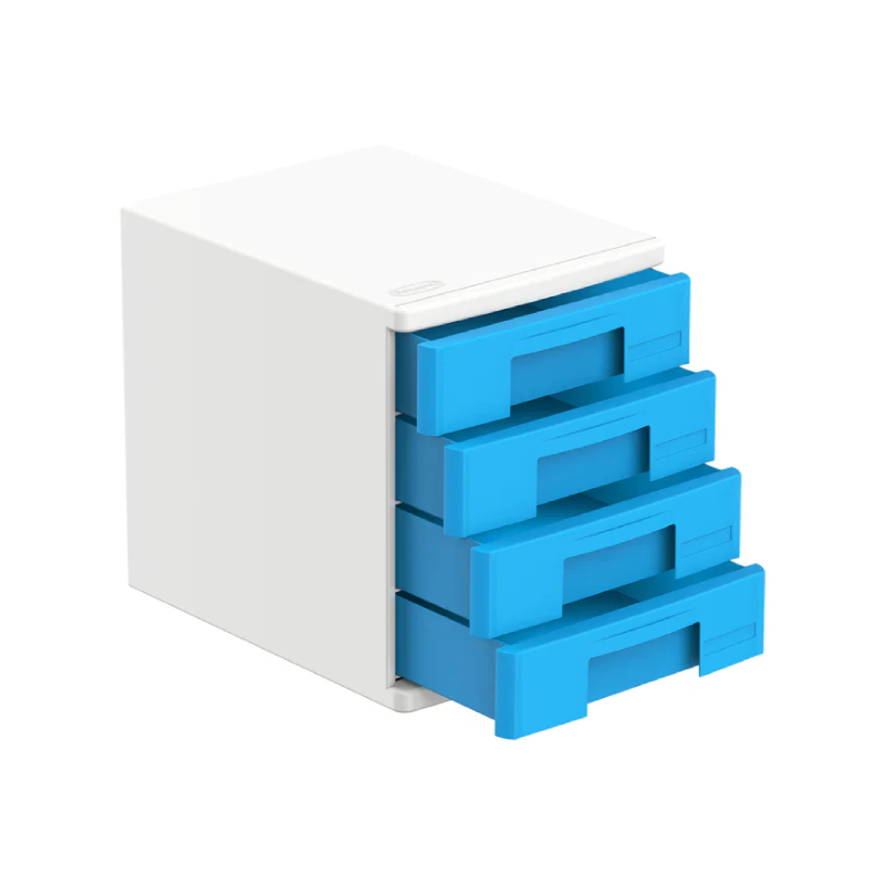 Cosmoplast 4 Tiers File Cabinet, A4 Drawers, L 34cm x W 26.5cm x H 32cm, Light Blue (IFHHST560)