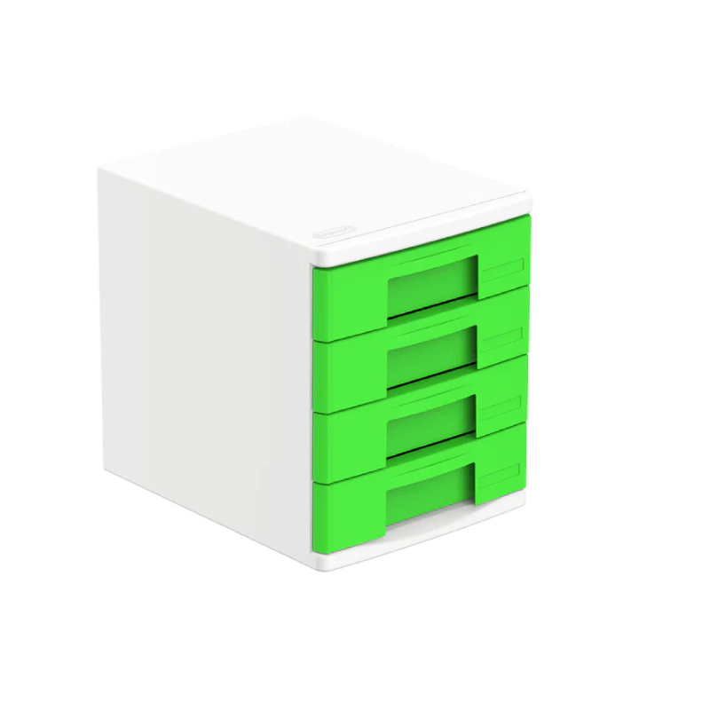 Cosmoplast 4 Tiers File Cabinet, A4 Drawers, L 34cm x W 26.5cm x H 32cm, Lime Green (IFHHST560)