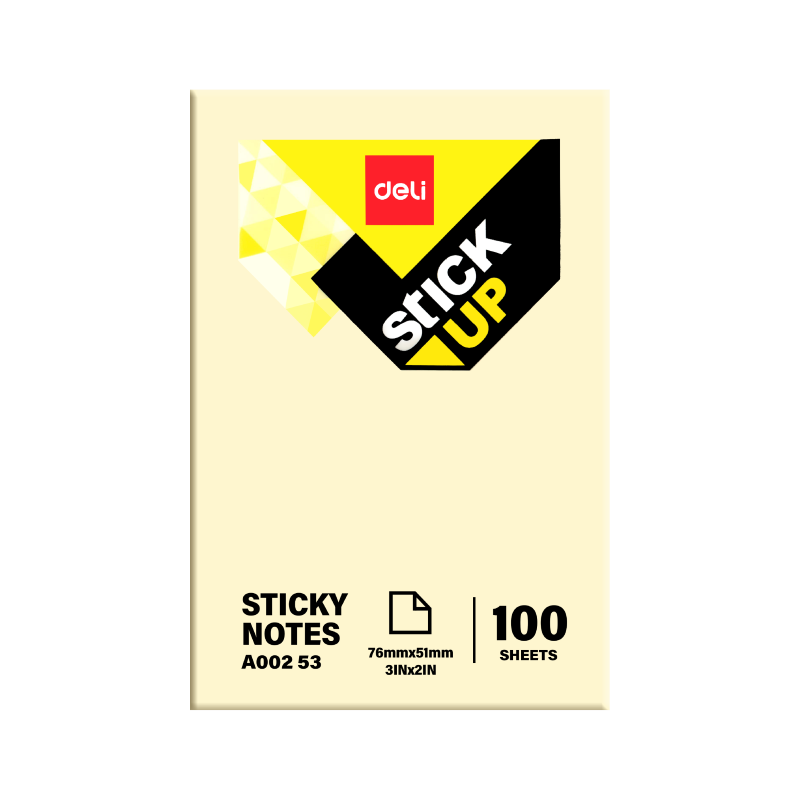 deli STICK-UP Sticky Notes, 3" x 2", Yellow, 100Sheets/Pad, 12Pads/Pack (A002 53)