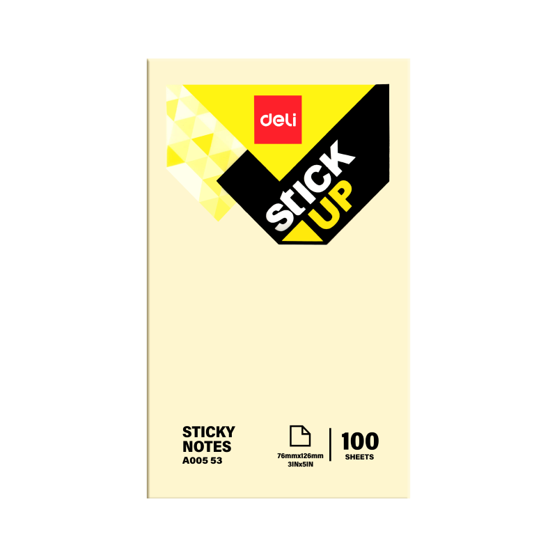 Deli STICK-UP Sticky Notes, 3" x 5", Yellow, 100Sheets/Pad, 12Pads/Pack (A005 53)