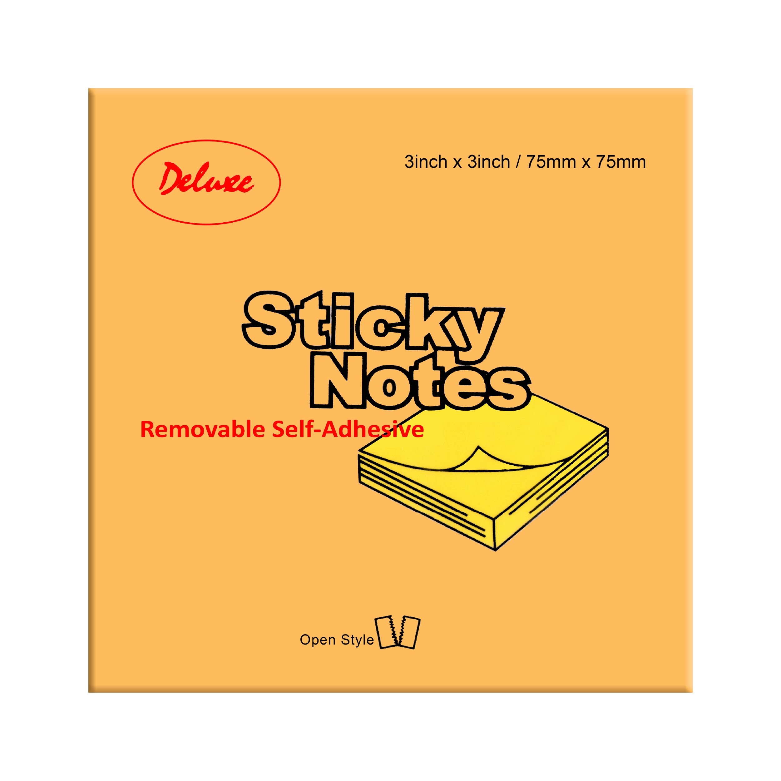 Deluxe Sticky Notes, 3" x 3", Orange, 100Sheets/Pad, 12Pads/Pack