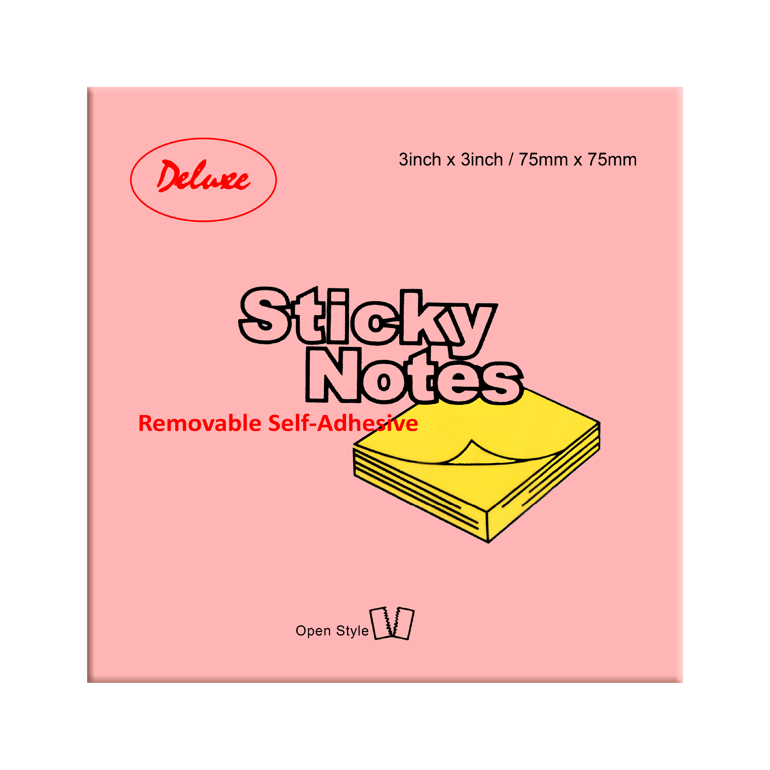 Deluxe Sticky Notes, 3" x 3", Pink, 100Sheets/Pad, 12Pads/Pack