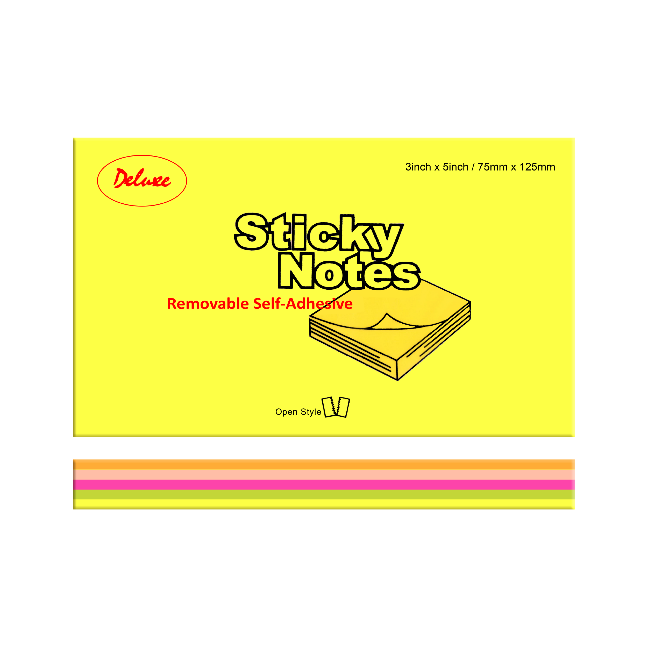 Deluxe Sticky Notes, 3" x 5", Assorted, 100Sheets/Pad, 12Pads/Pack