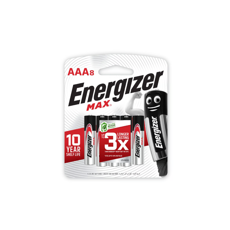 Energizer MAX AAA Battery, 8/Pack (E92 BP8)