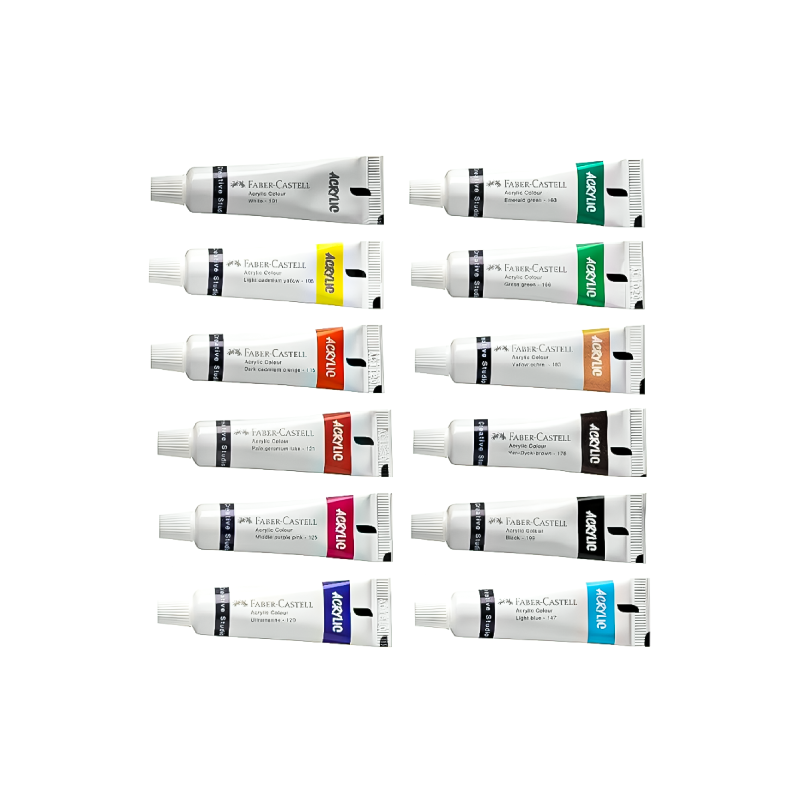 Faber-Castell Acrylic Colours, 9ml, 12/Box (379012)