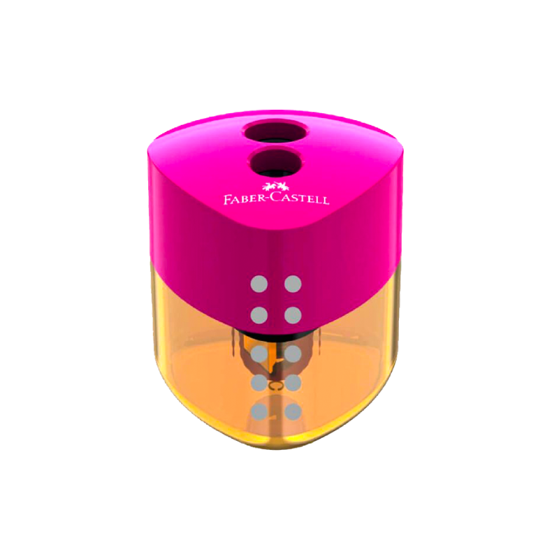 Faber-Castell Grip Auto Sharpener with Double Hole in Light Blue and Dark Pink and Orange Color