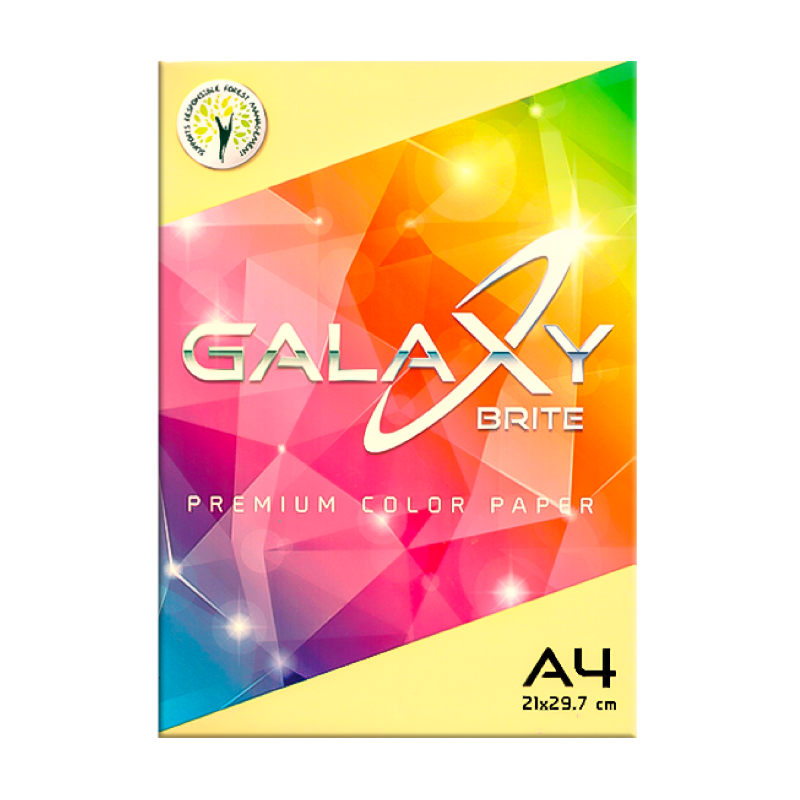 Galaxy Brite A4 Premium Color Paper, Yellow, 80gsm, 500Sheets/Ream