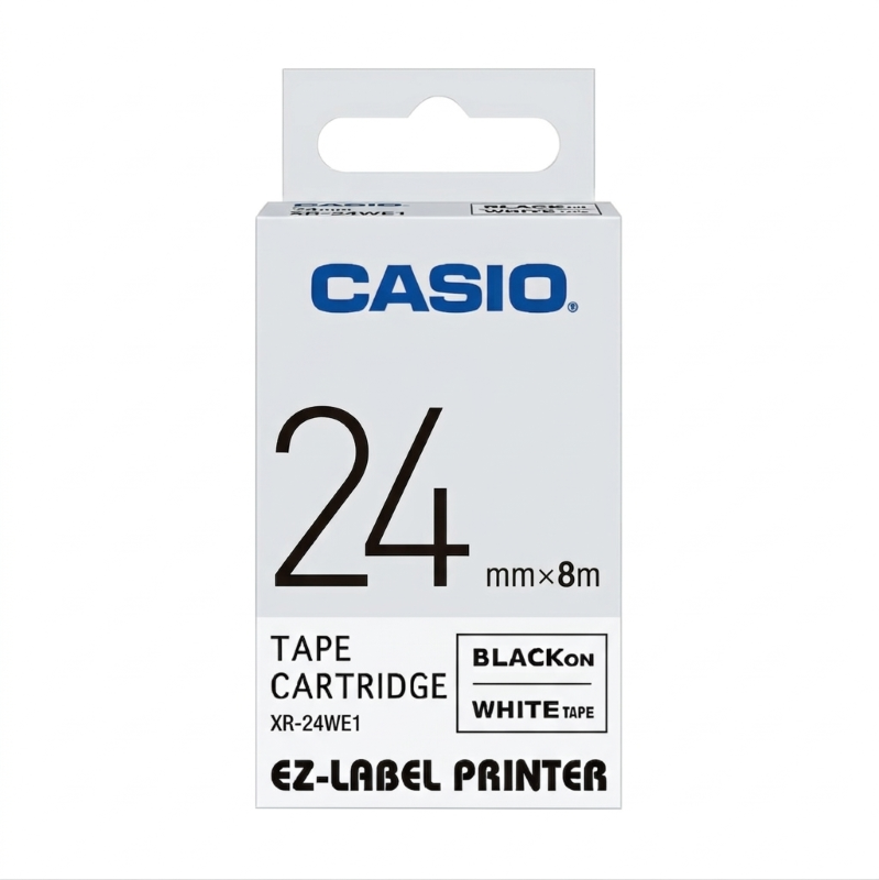 Casio EZ Label Tape Cartridge, 24mm x 8m, Black on White (XR-24WE1)
