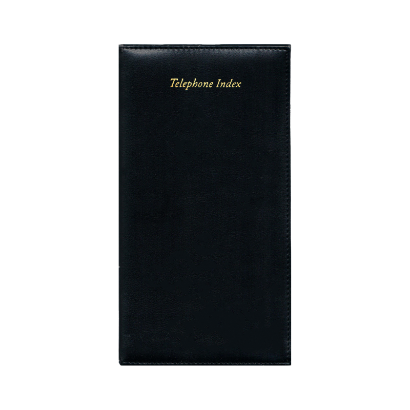 Index Telephone and Address Book, Faux Leather, Black