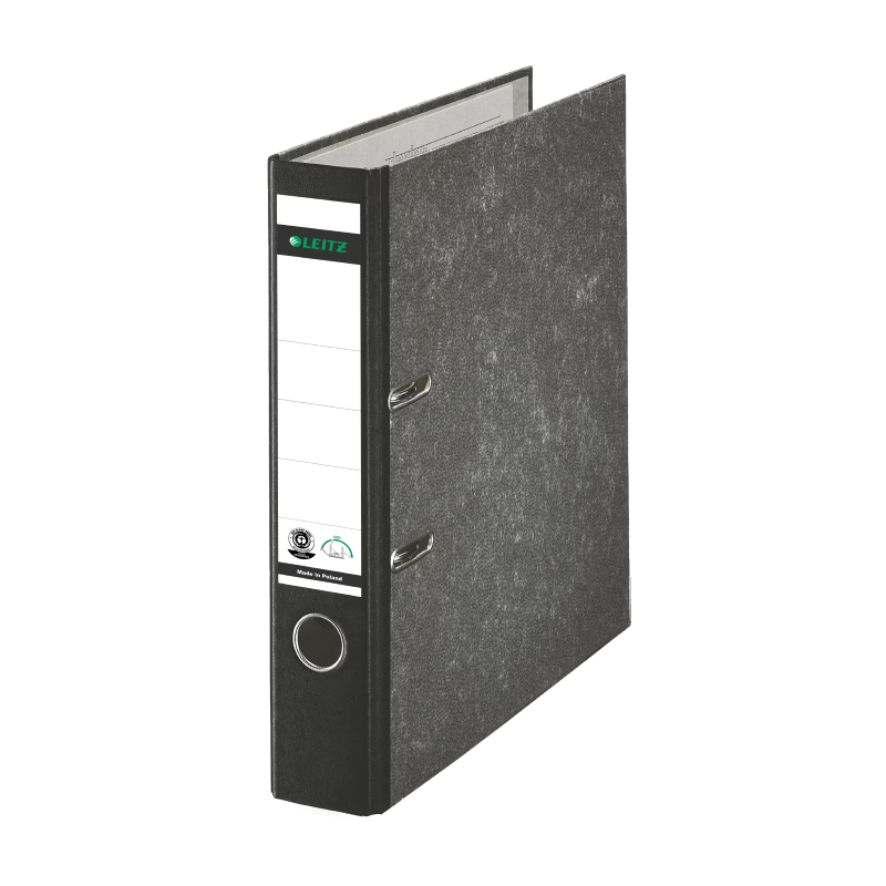 Leitz Lever Arch Box File, 2D, F/S, 45mm, 2", Black, Marble without Pocket (1105-50-95)