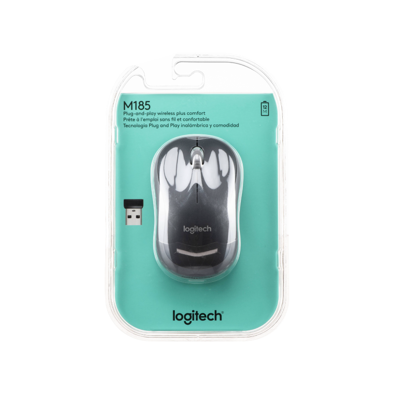 Logitech Compact Wireless Mouse, Swift Grey (M185)