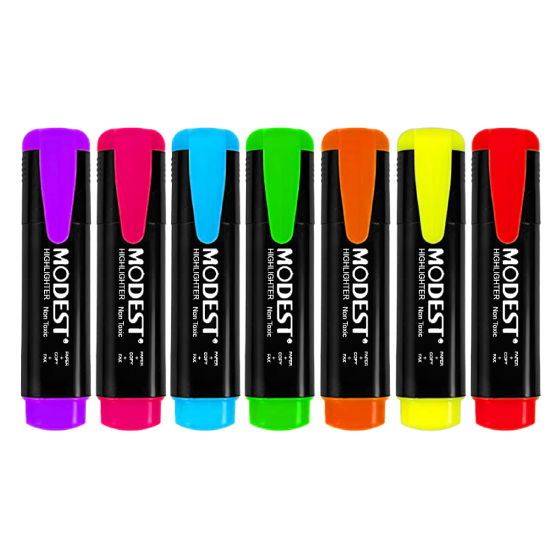 MODEST Highlighters with Chisel Tip in Various Vibrant Fluorescent Colors