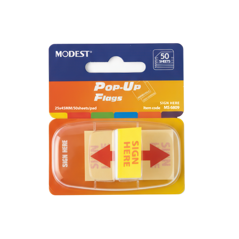 MODEST Post-It Flags, "Sign Here", 25mm x 45mm, 50Sheets/Pad (MS6809)