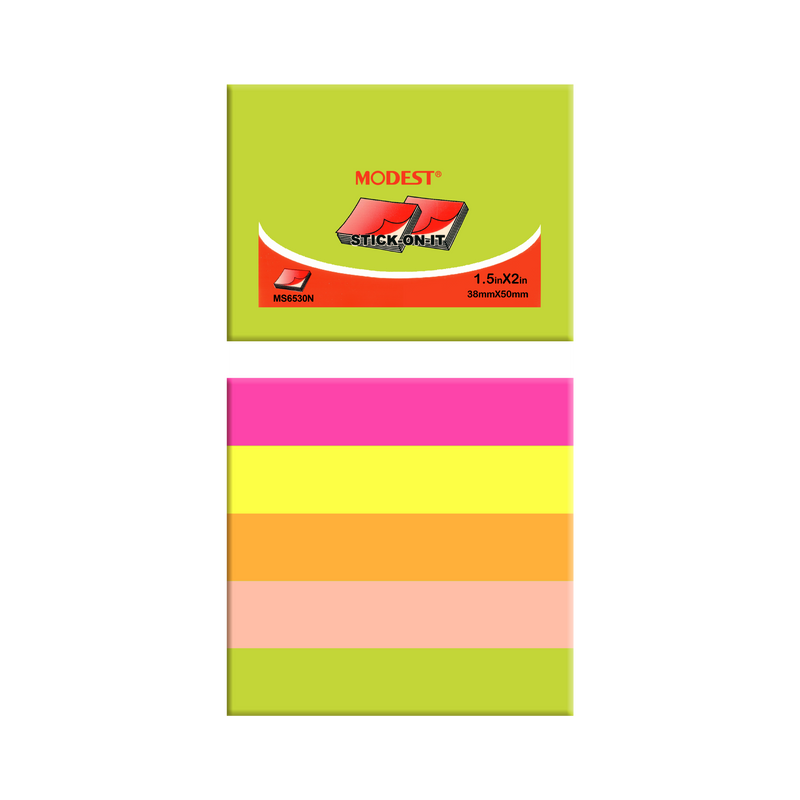 MODEST STICK-ON-IT Sticky Notes, 1.5" x 2", Assorted, 500Sheets/Cube (MS 6530 N)