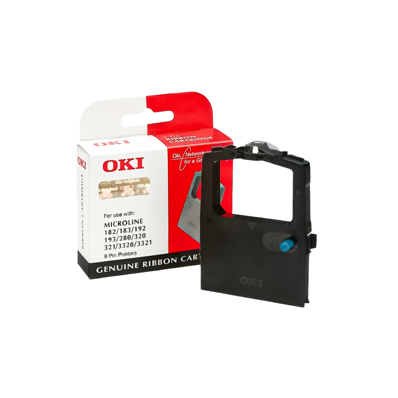 OKI Fabric Ribbon Cartridge for Microline 182/183/192/193/280/320/3320/3321, Black