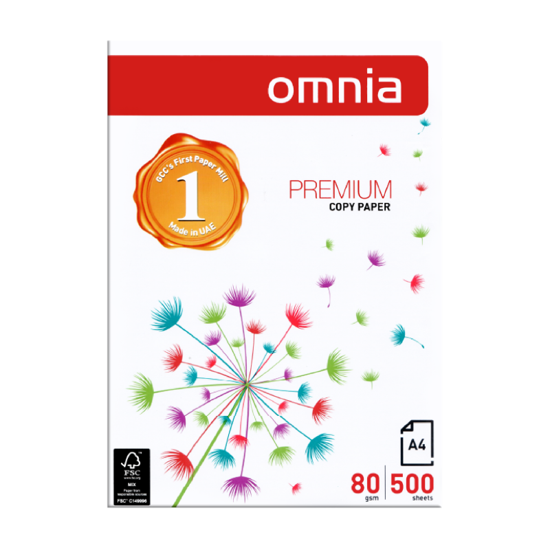 Omnia A4 Premium Copy Paper, White, 80gsm, 500Sheets/ Ream