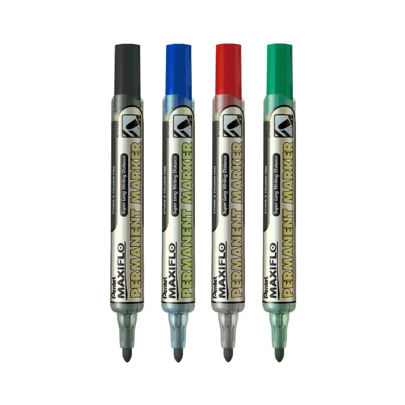 Pentel MAXIFLO Permanent Marker with a Bullet Tip in Various Colors: Red, Blue, Green, and Black